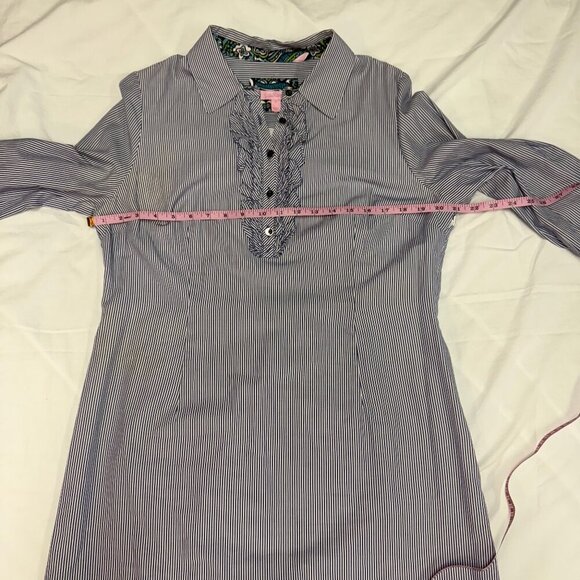 Lilly Pulitzer Dress, Blue and White Striped, ADORABLE!!!! SIZE 12, EUC. - Picture 11 of 16